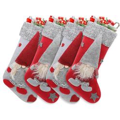 monibloom christmas stockings 4 pack, 18" xmas stocking for family, santa claus costume stockings for christmas ornaments, ho