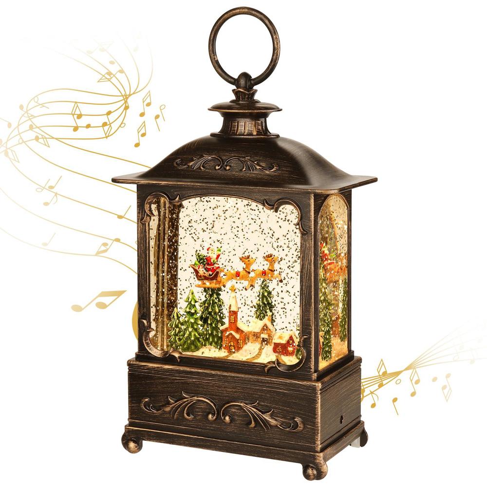 KAMPGO christmas decorations christmas lantern,christmas snow globe lantern-with usb+ music christmas water lantern snow globe porta