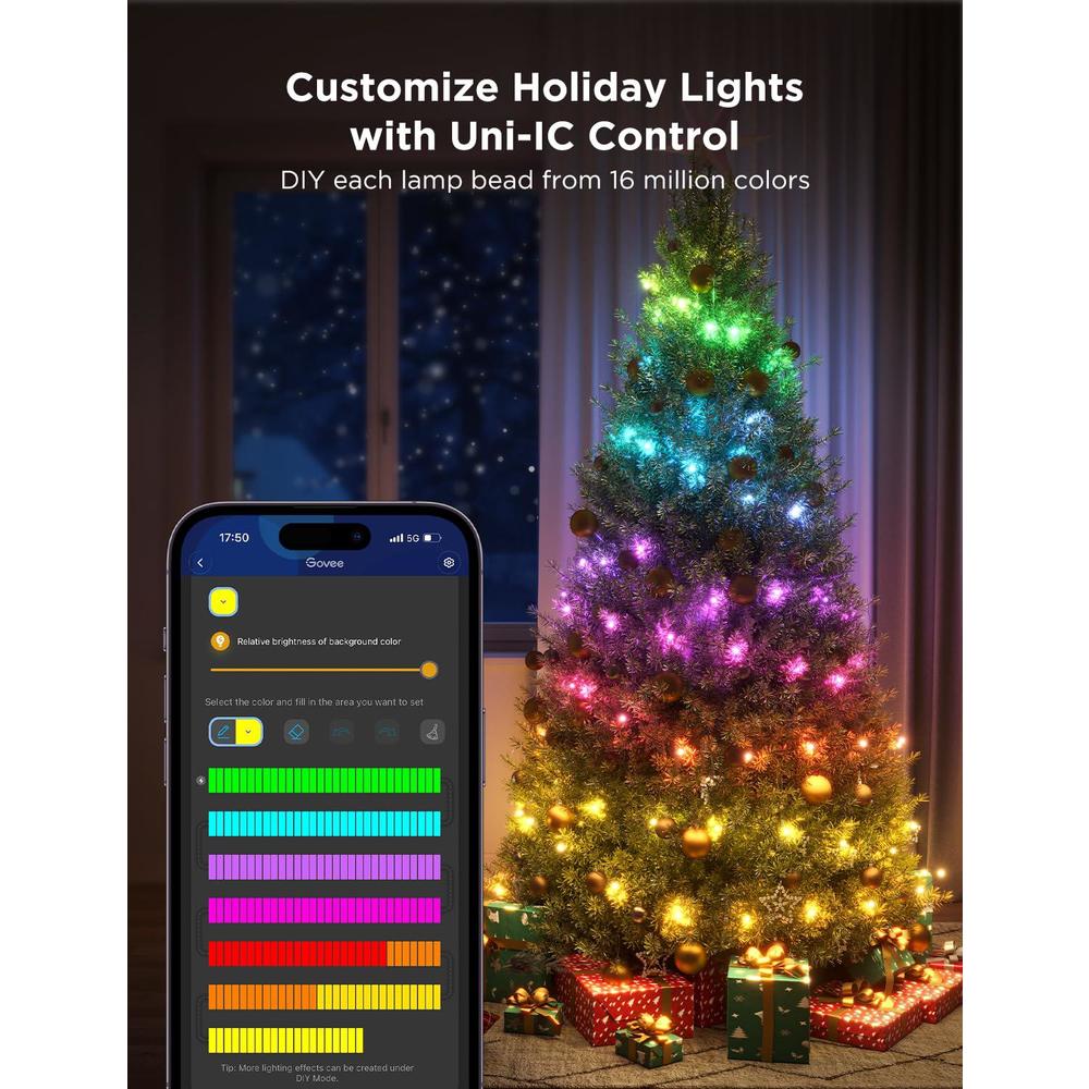 govee christmas lights, smart rgbic christmas decorations lights, 99+ scene modes, 33ft with 100 leds string lights, ip65 wat