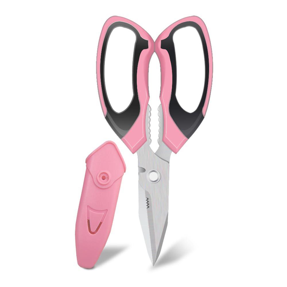 ftecybo scissors heavy duty 8'', carpet scissors, multipurpose scissors  with protective cover, stainless steel serrated blade