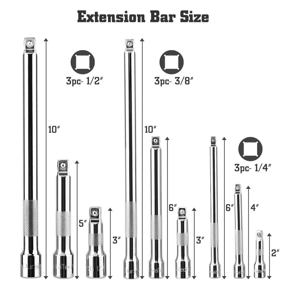 duratech wobble socket extension bar set, 1/4