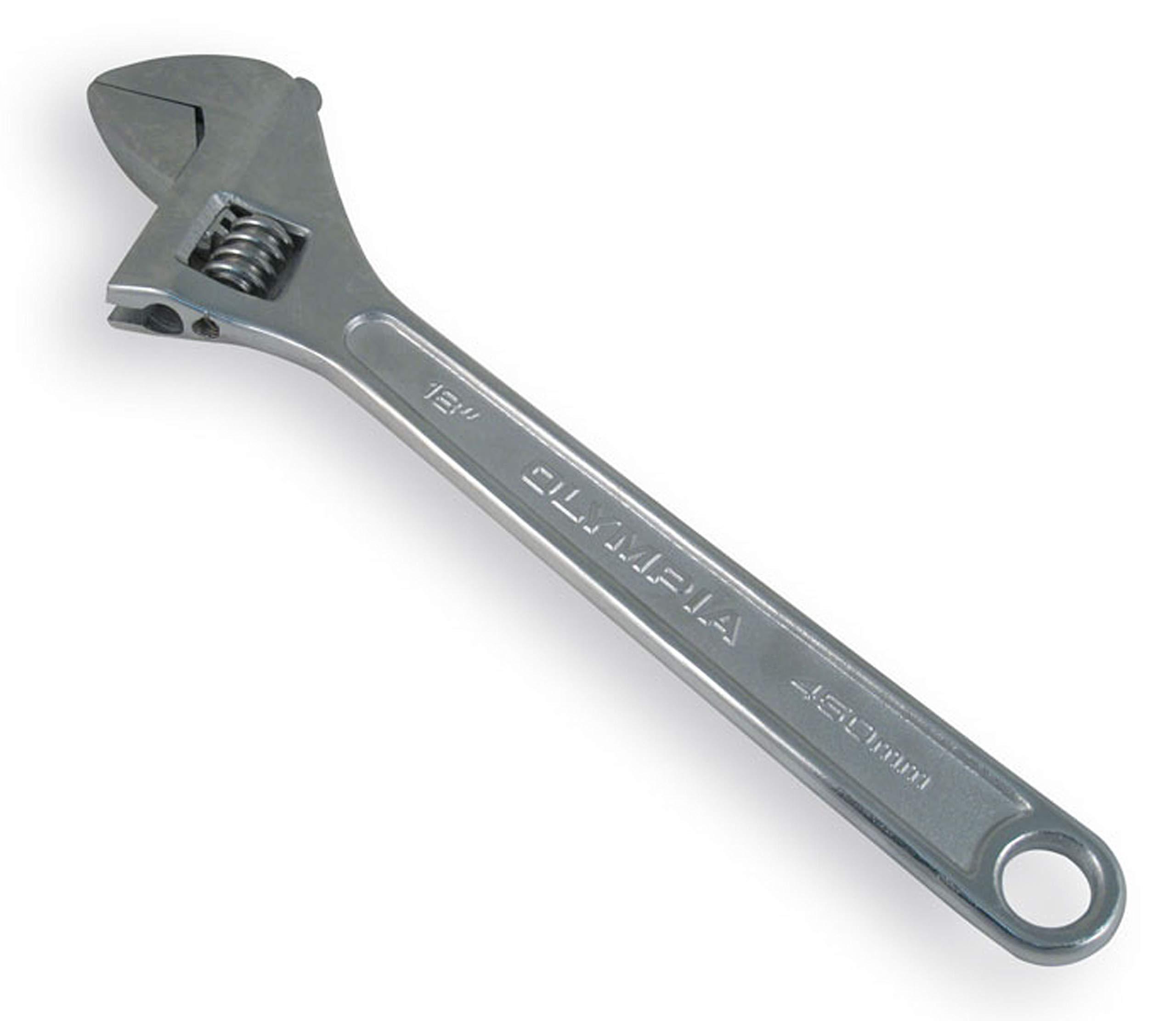 olympia tools adjustable wrench 01-018, 18 inches, silver