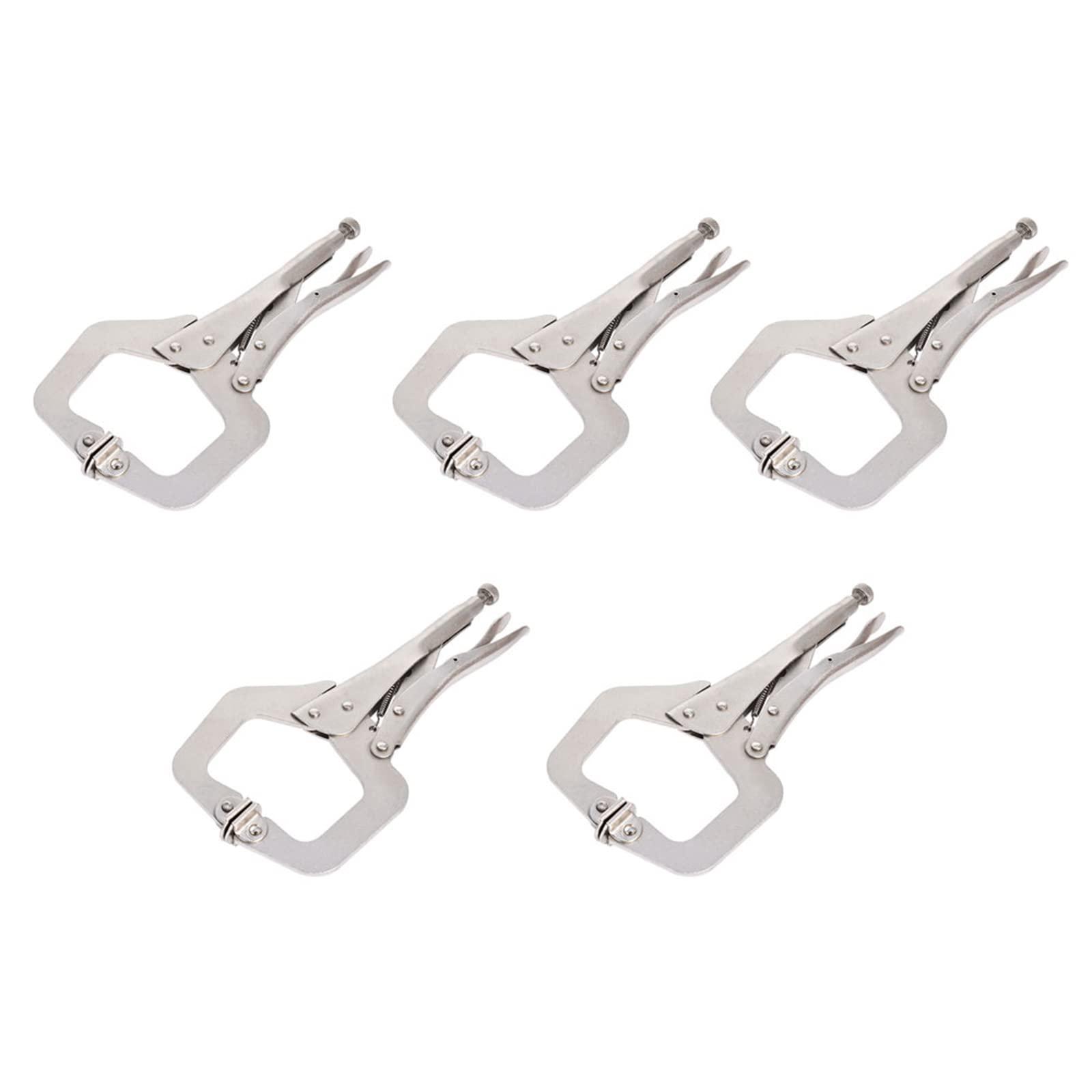 autoparts 5pc 11 locking grip vise c-clamp - welding sheet metal plier tool set swivel pad vise