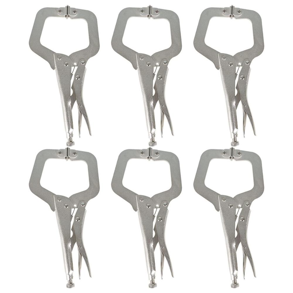 findmall 6pcs 11 inch locking c clamps with swivel pads heavy duty c-type locking plier table and tool vise grip for shop hom