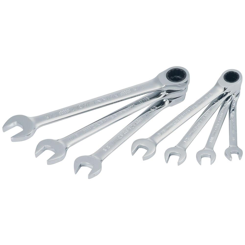 craftsman cmmt87020 7-piece 12-point standard (sae) ratchet wrench set
