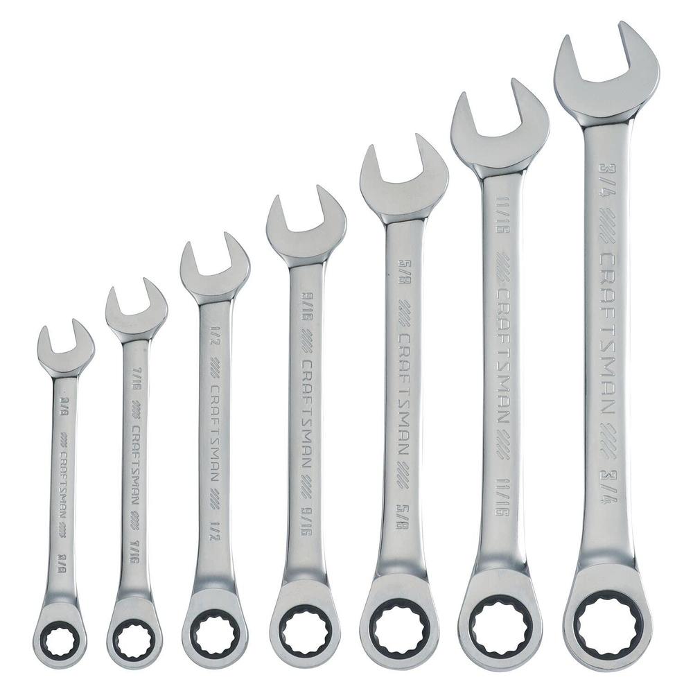 craftsman cmmt87020 7-piece 12-point standard (sae) ratchet wrench set