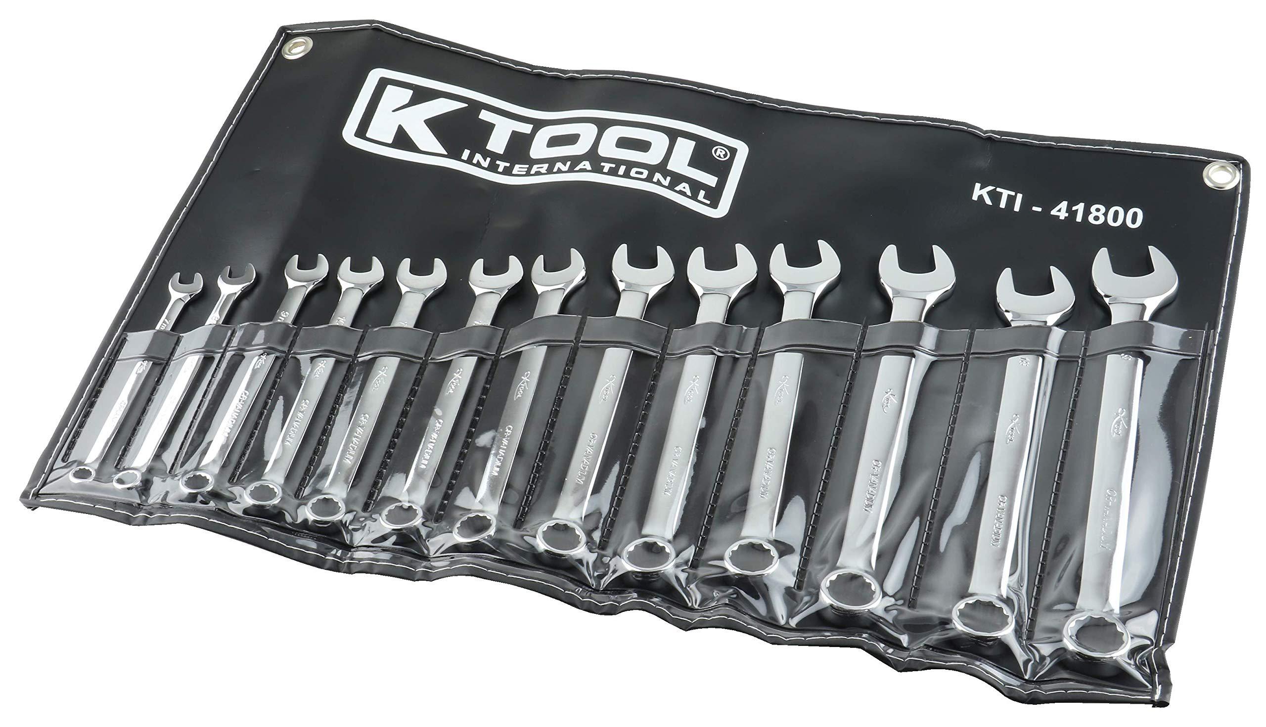 k tool international metric combination wrench set, 13-piece fully polished (7mm-19mm) kti41800