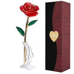 suturun gold dipped rose,24k gold rose with transparent stand,real long stem eternity rose flower best for her,mom,wife,girlf