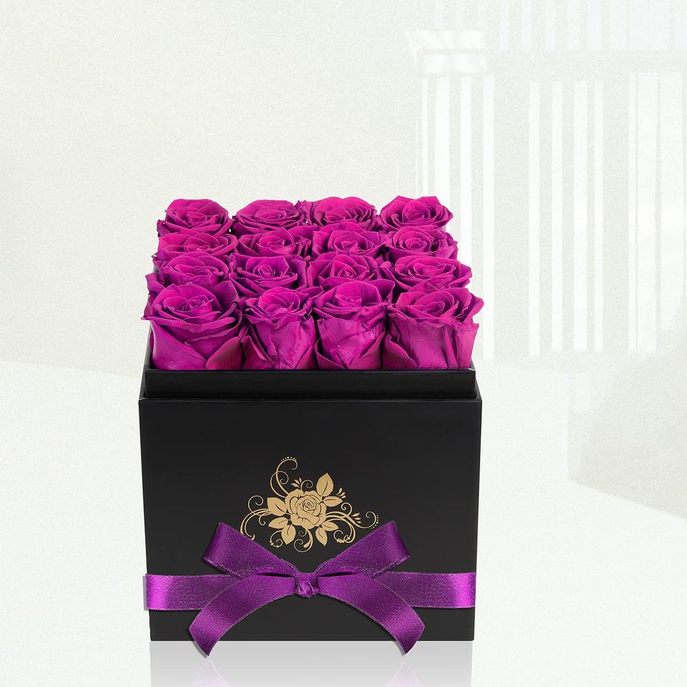 perfectione roses luxury preserved roses in a box, purple real roses romantic gifts for her mom wife girlfriend anniversary m