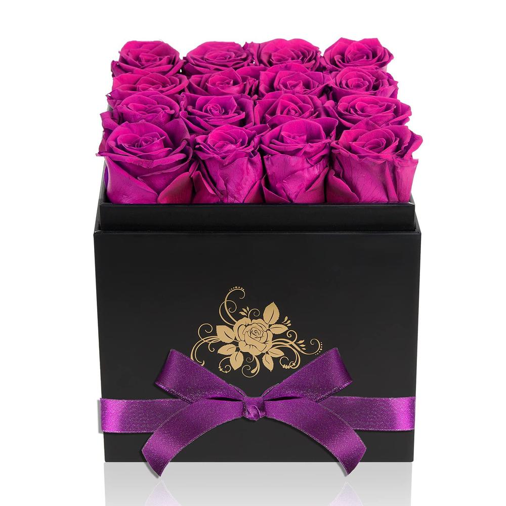 perfectione roses luxury preserved roses in a box, purple real roses romantic gifts for her mom wife girlfriend anniversary m