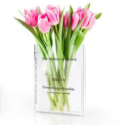 Xccbbow flower book vase, book shaped vase clear book vase - acrylic book vase the mystery of growth book vase for flowers (transpare