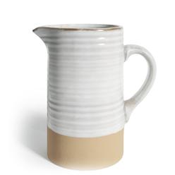 barnyard designs 1.5 quart white ceramic pitcher, vintage rustic farmhouse vase pitcher, ceramic milk pitcher white jug vase 