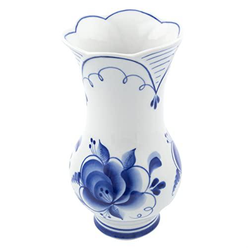 Books.And.More hand-painted flower vase dandelion porcelain vase. gzhel decorative wall vase wedding gift 4.3 x 4.3 x 7.5-inch, blue,white