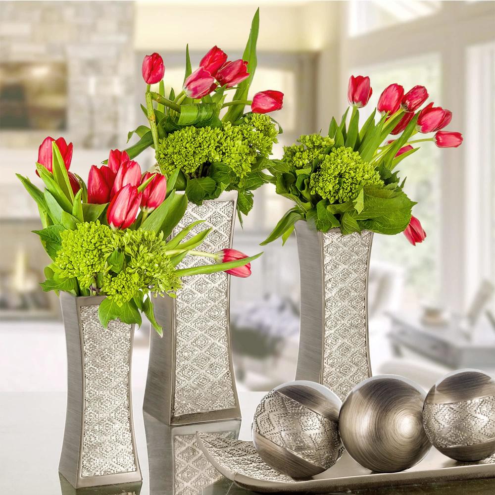 Creative Scents dublin flower vase set of 3 - centerpieces for dining room table, decorative vases home decor accents for living room, bedroo
