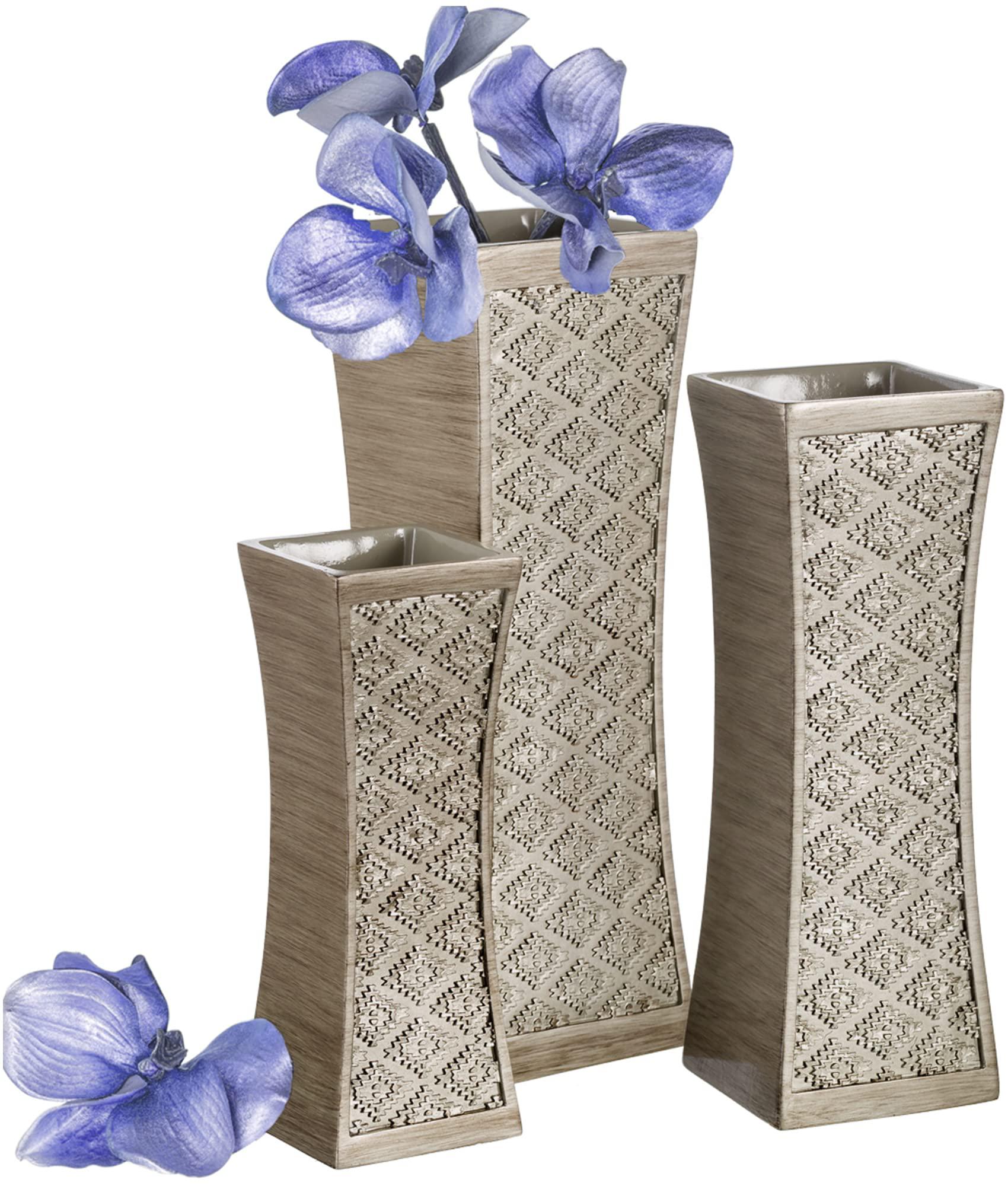 Creative Scents dublin flower vase set of 3 - centerpieces for dining room table, decorative vases home decor accents for living room, bedroo