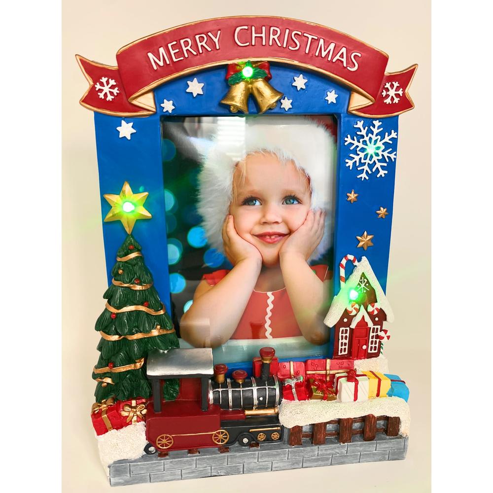 3mazings christmas train picture frame 5x7 photo frames light up pictures xmas holiday seasonal large resin led lighted photo