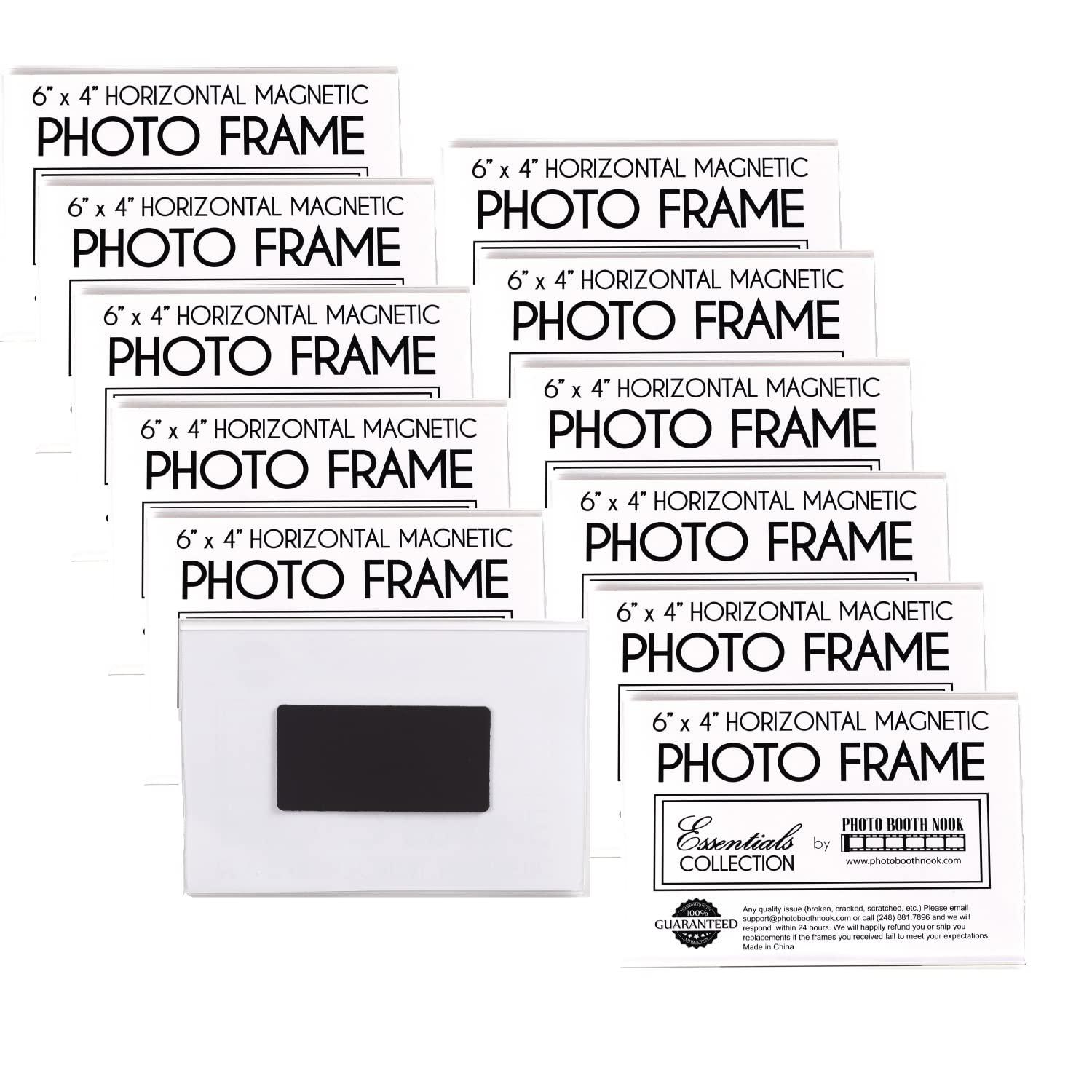 photo booth nook 6" x 4" acrylic magnetic photo frame, sign holder horizontal/landscape orientation (12 pack)