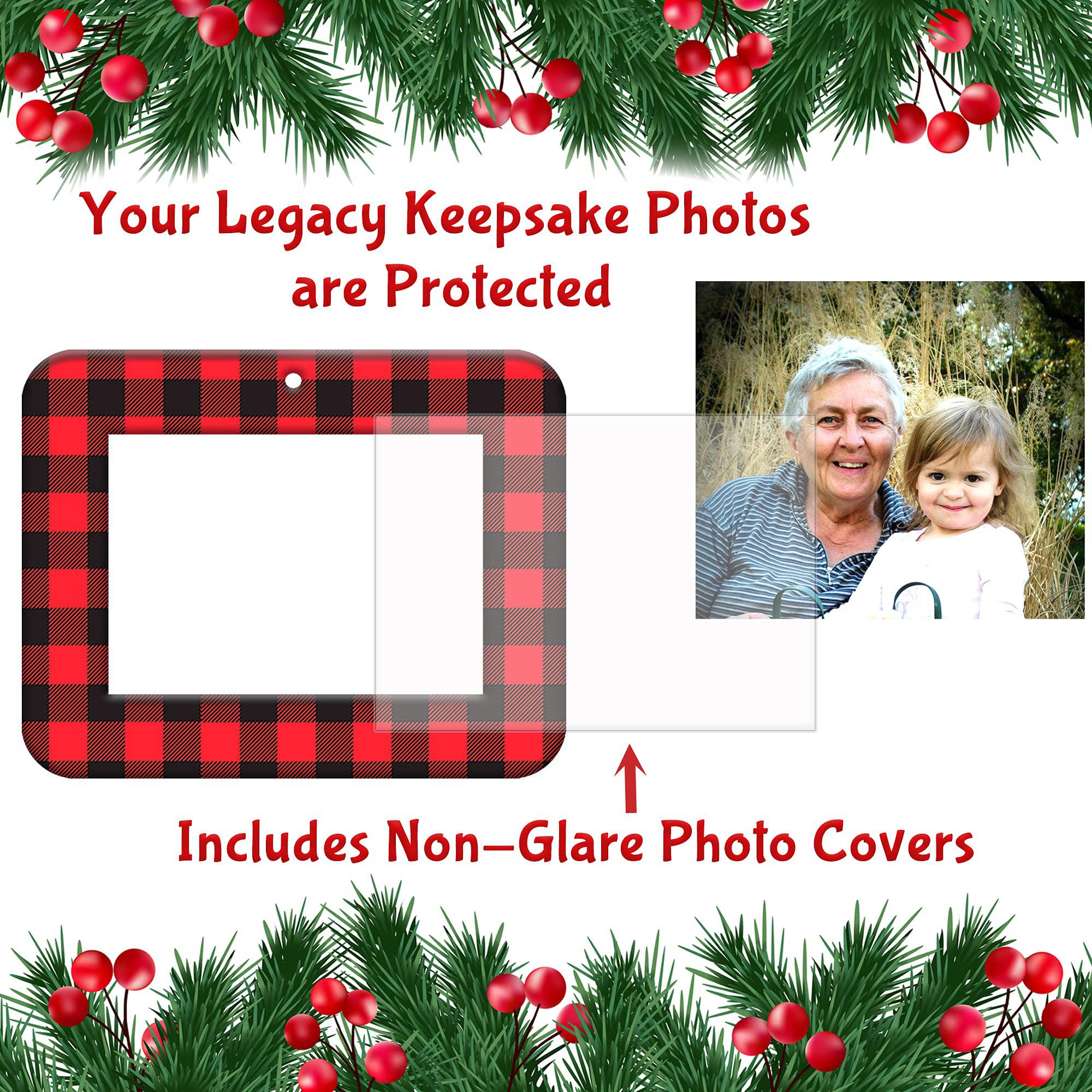 Expressly Yours! Photo Expressions the original mini photo christmas ornaments, magnetic easy-load rustic buffalo plaid picture frame ornament, includes photo p