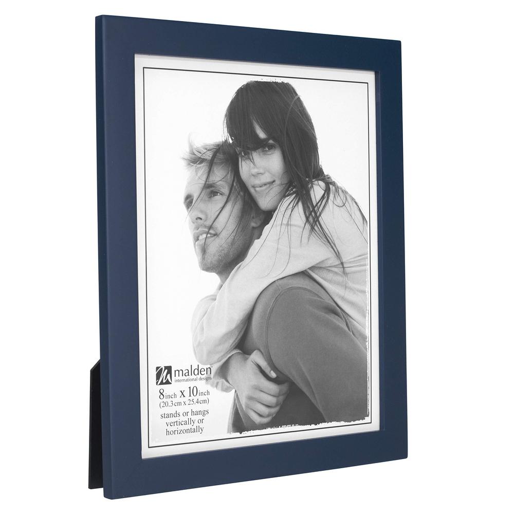 malden international designs linear classic wood picture frame, 8x10, blue