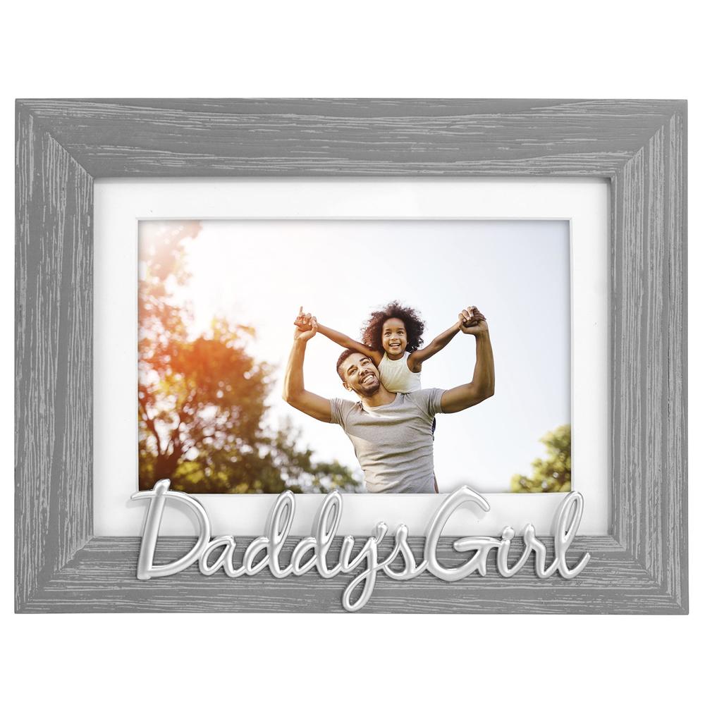 malden international designs 4x6 or 5x7 daddys girl distressed expressions picture frame silver finish daddy's girl word atta