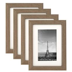 ducihba 5x7or 3.5x5.5 with mat picture frame collage set, vertical or horizontal photo display, safe plexi glass, black walnu