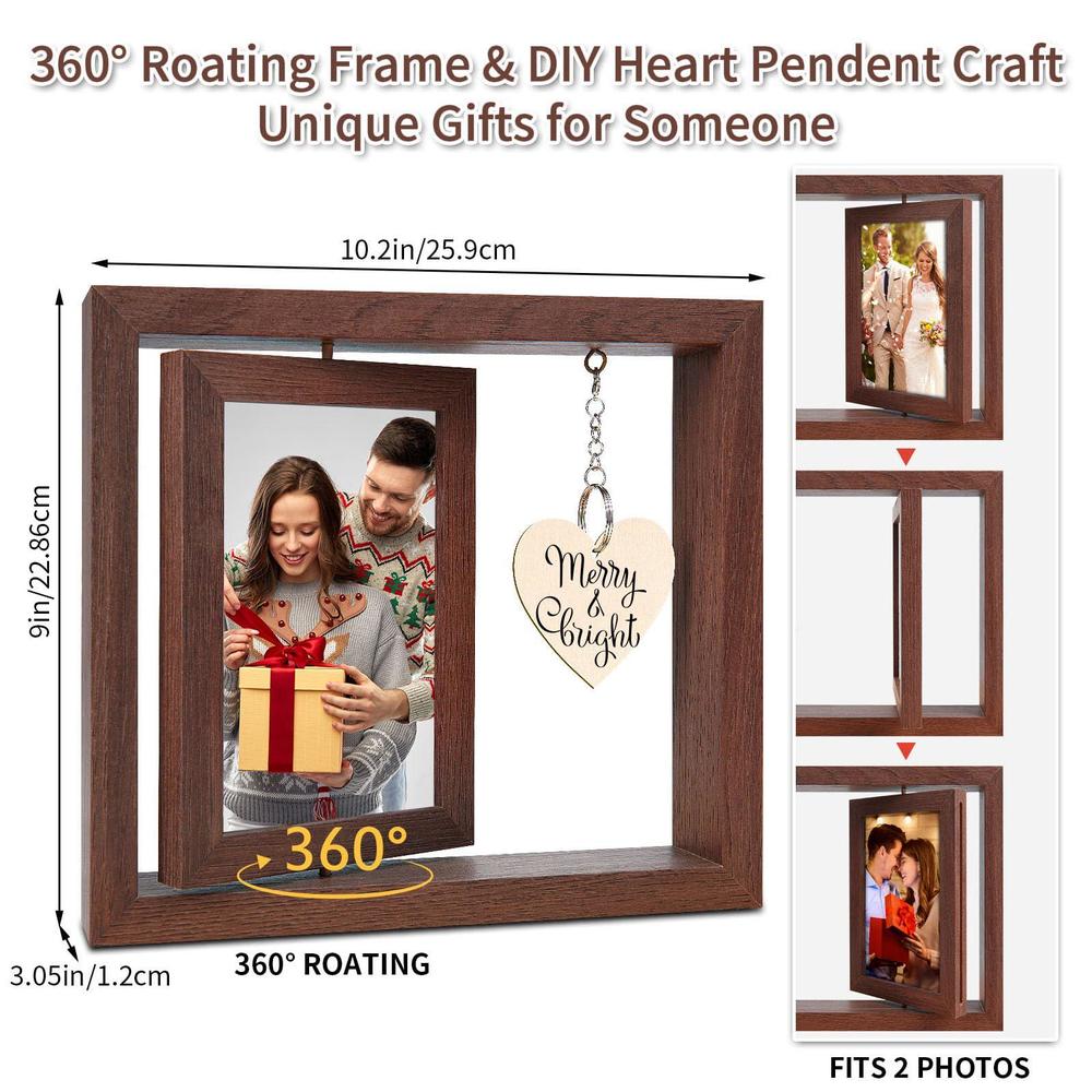 CLQ double sided picture frame, unique gifts for christmas, christmas gifts rotating photo frames 4x6, diy floating picture frame