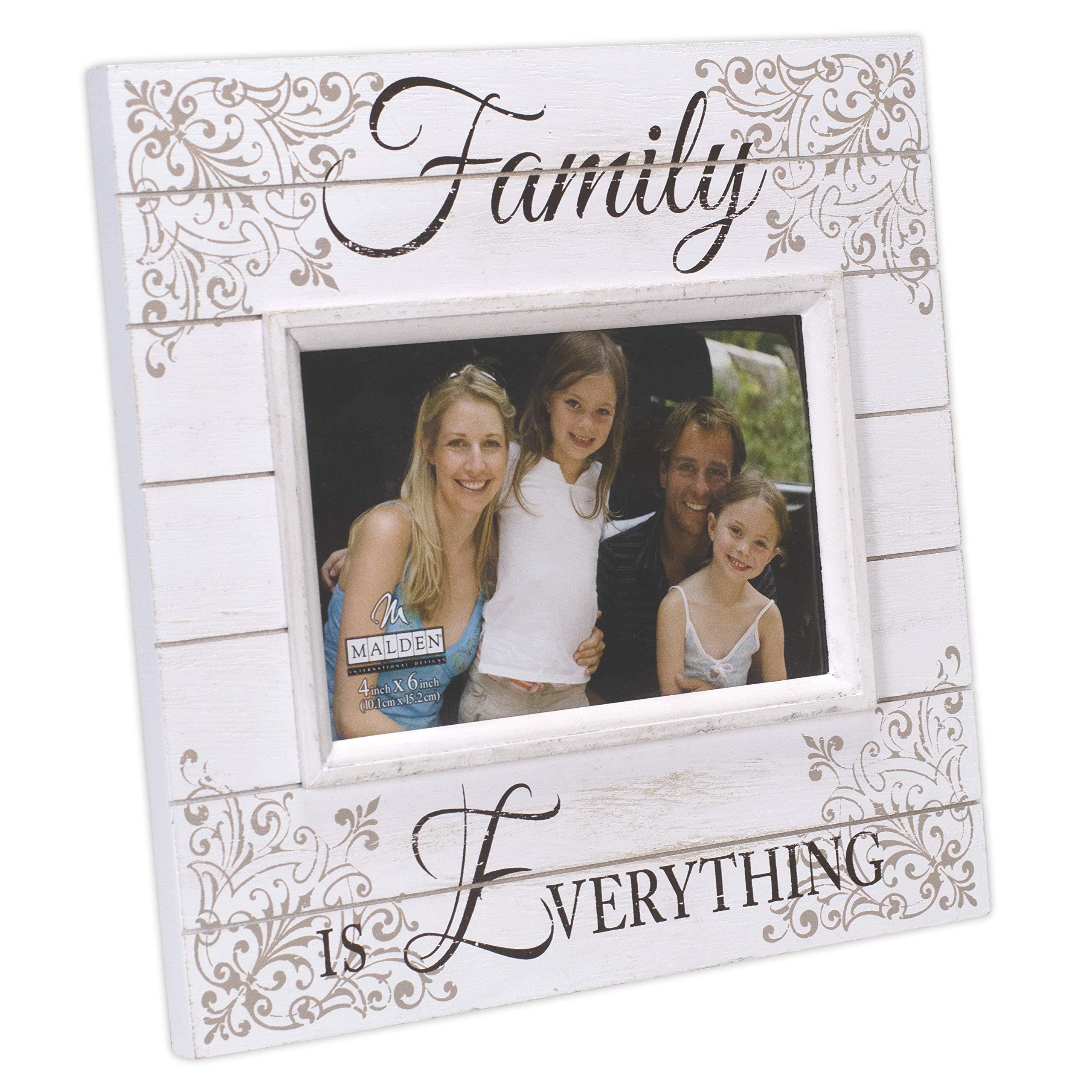 malden international designs sun washed words family distressed cream picture frame, 4x6, cream