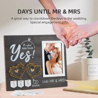 Wovla engagement gifts for couple, wedding countdown bride to be gifts  engagement picture frame, cool engagement gifts for her wome