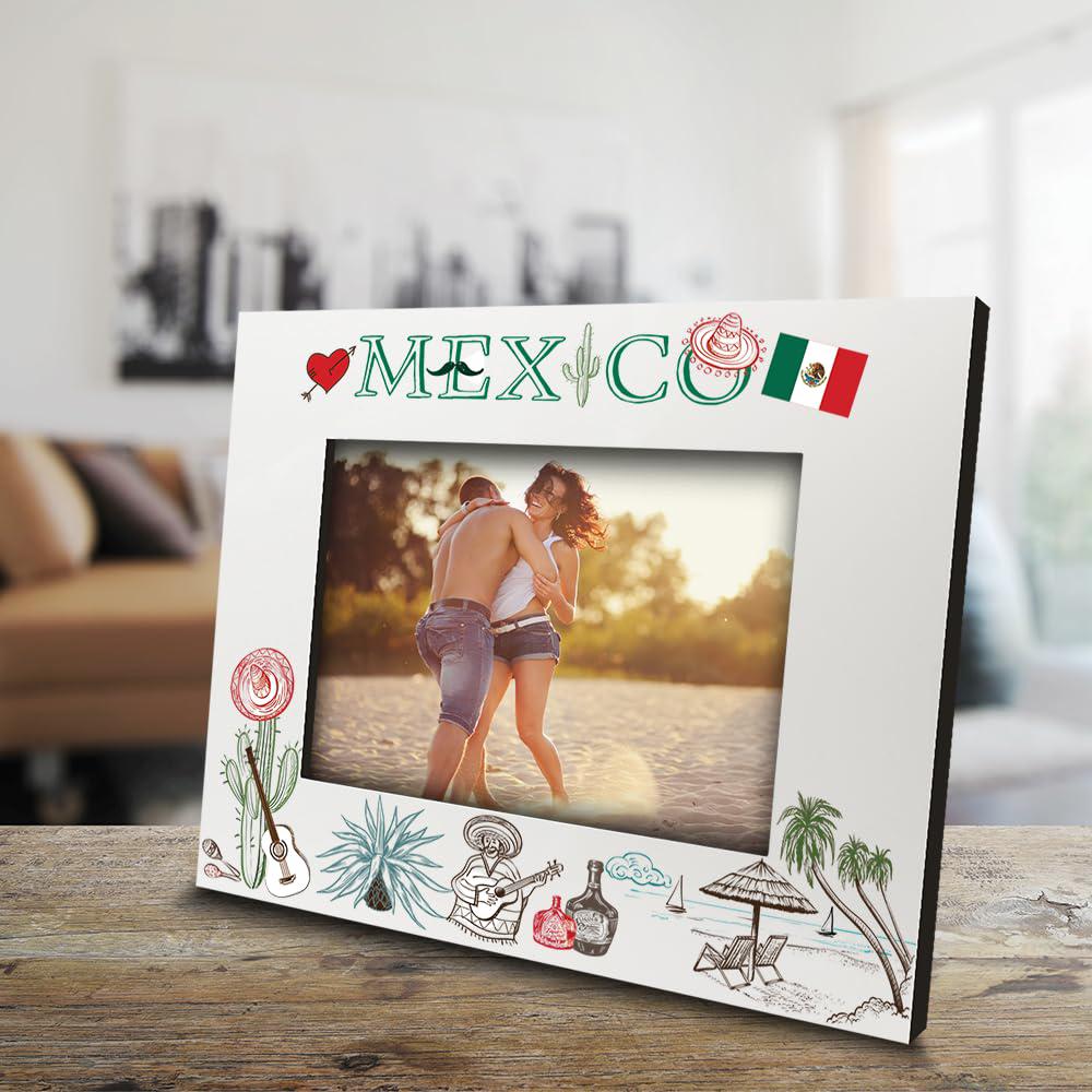 bella busta-mexico city picture frame-wedding, engaged, honeymoon, vacation in mexico- uv print mexico symbols design set (5x