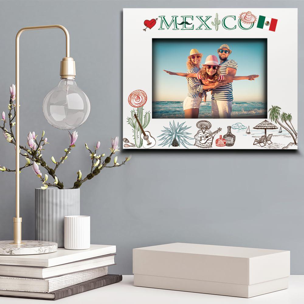 bella busta-mexico city picture frame-wedding, engaged, honeymoon, vacation in mexico- uv print mexico symbols design set (5x