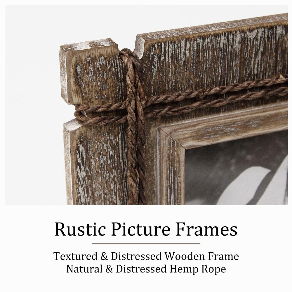 takfot rustic picture frames 5x7 wooden picture frame set of 2, barnwood distressed western photo frames with real glass & he