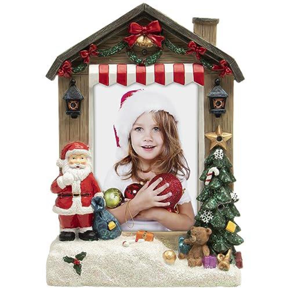 fine photo gifts 4" x 6" light up santa claus christmas resin picture frame