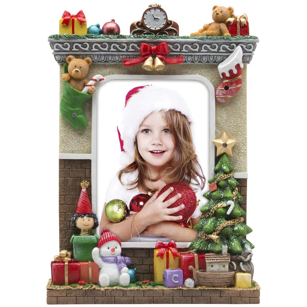 fine photo gifts 5" x 7" light up christmas resin picture frame