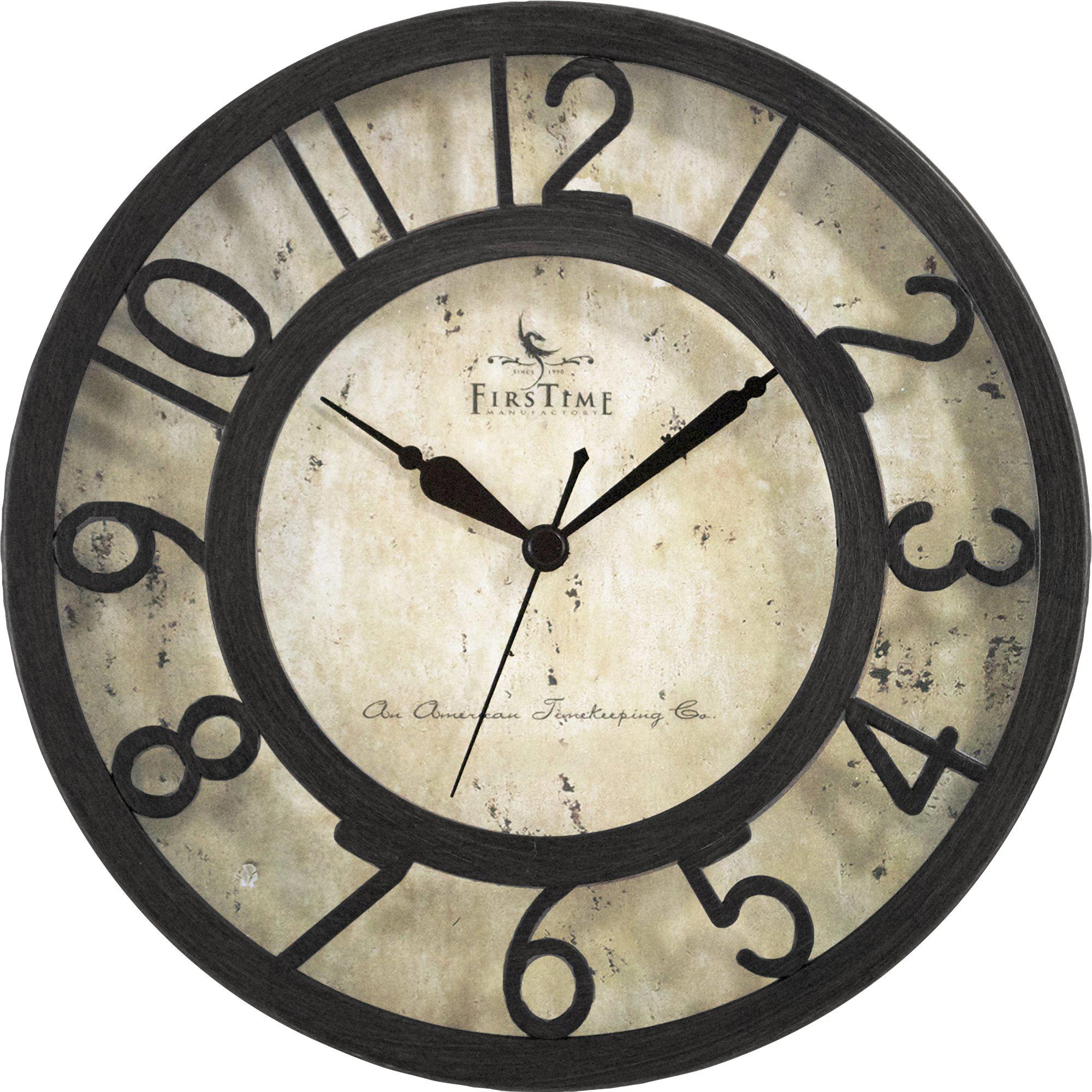 firstime & co. raised number small wall clock, oil rubbed bronze, 8 x 2 x 8 inches