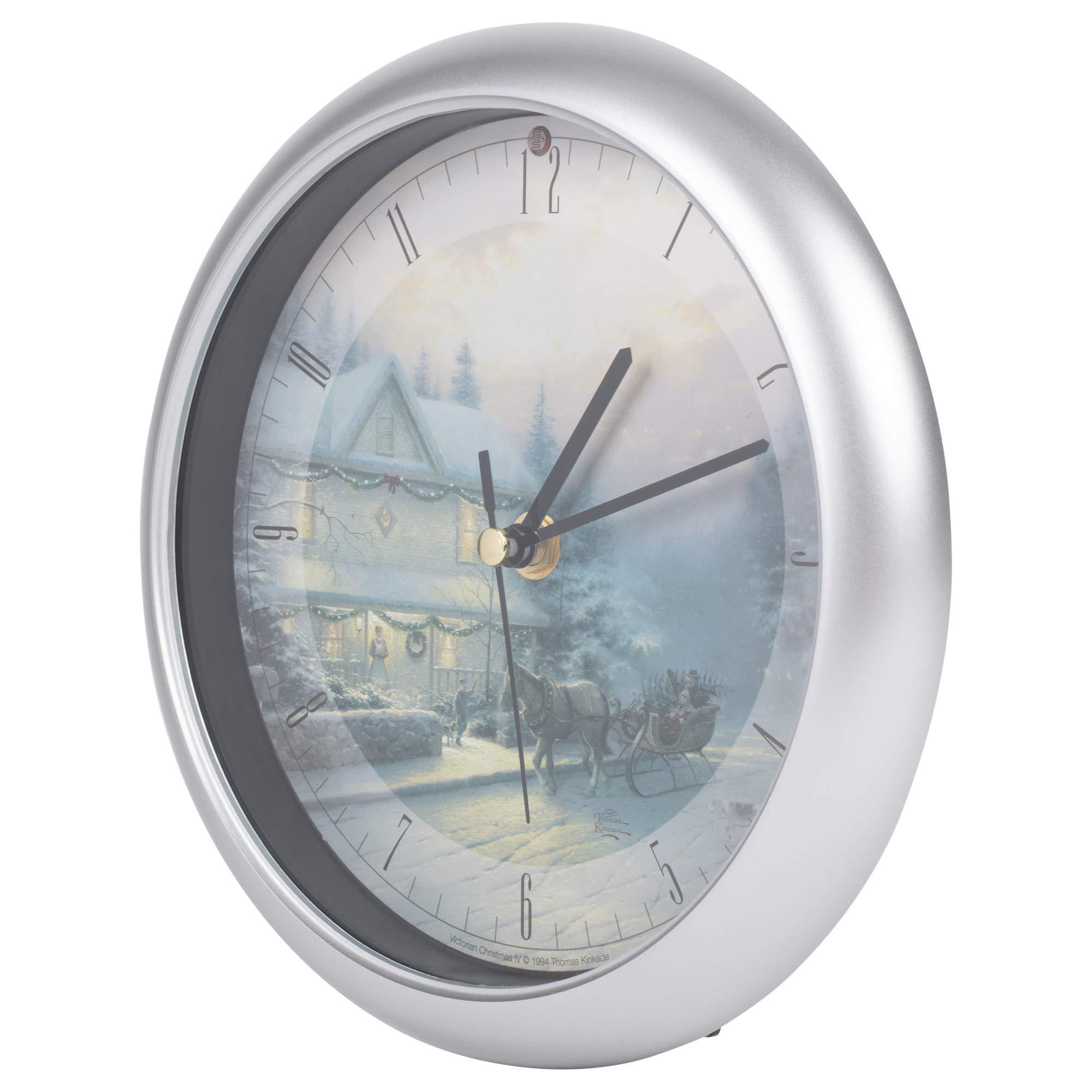 mark feldstein & associates thomas kinkade victorian iv silver tone 8 x 8 christmas wall clock