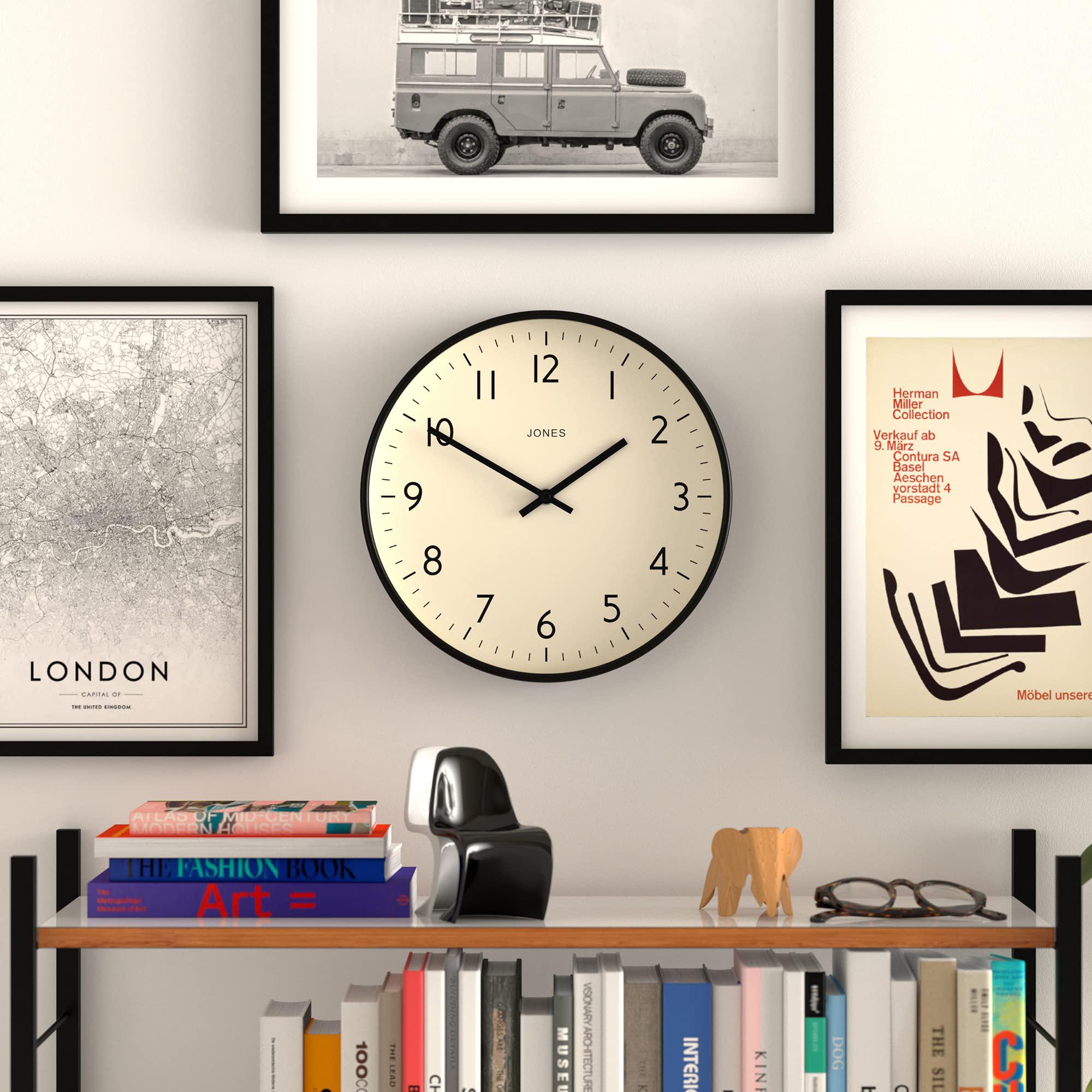 jones clocks studio round wall clock - round clock - modern clock - designer clock - kitchen clock - living room clock - offi