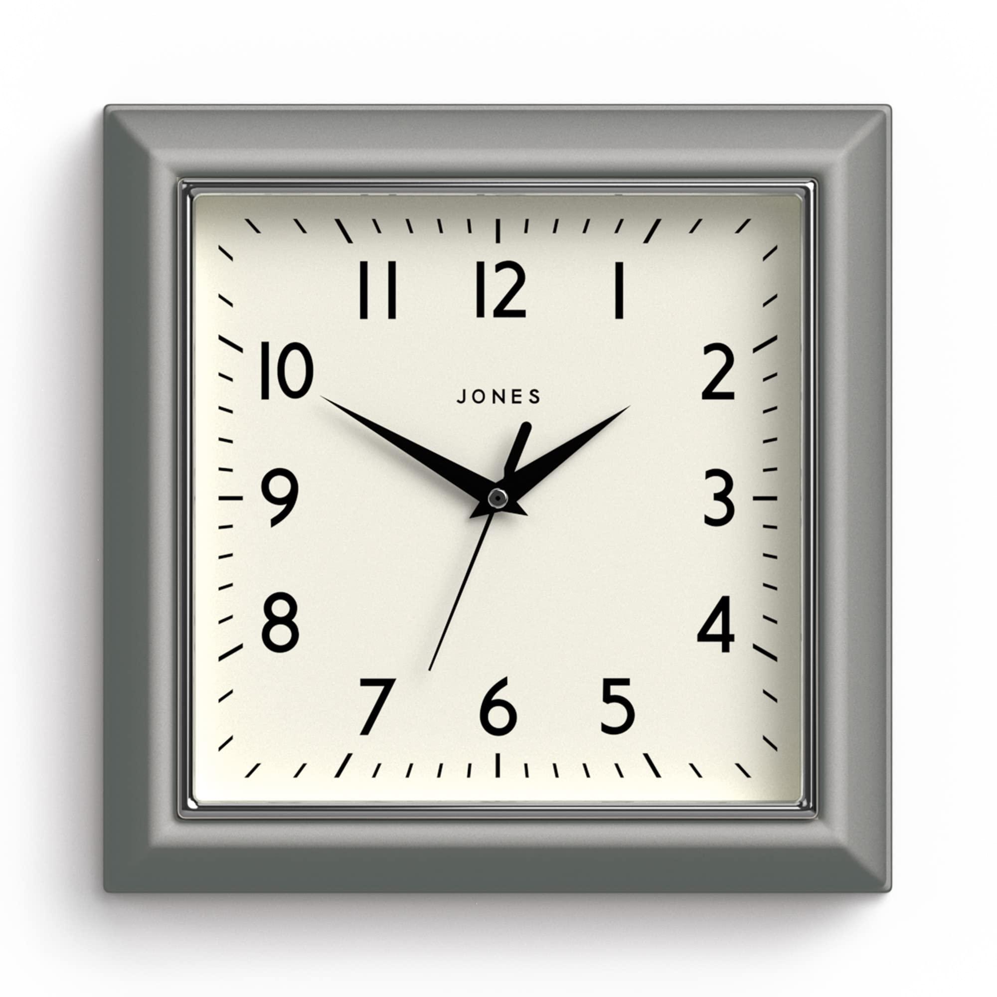 jones clocks the mustard wall clock - analog wall clock - retro clock - kitchen wall clocks - easy to read dial - square wall