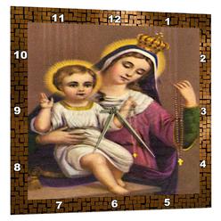 3drose vintage mother mary and baby jesus - wall clock, 13 by 13-inch (dpp_8042_2)