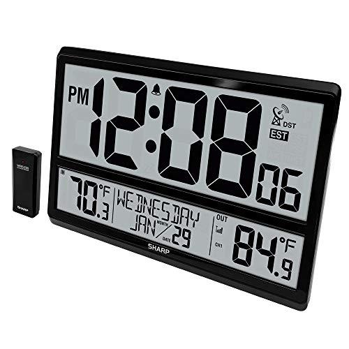 sharp atomic clock - never needs setting! -easy to read numbers - indoor/outdoor temperature, wireless outdoor sensor - batte