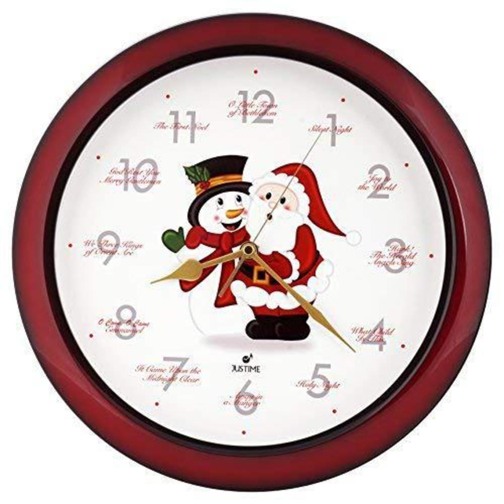 justime splendid 14-inch 12 song of carols of christmas warm santa claus & snowman melody wall clock,quartz home wall deco cl