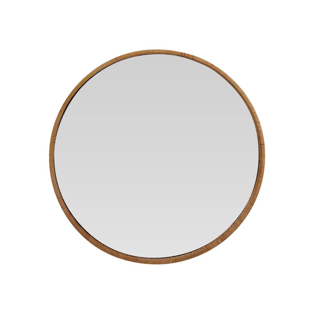 creative co-op creative co-op round wrapped rattan framed wall mirror, natural, 24"l x 2"w x 24"h