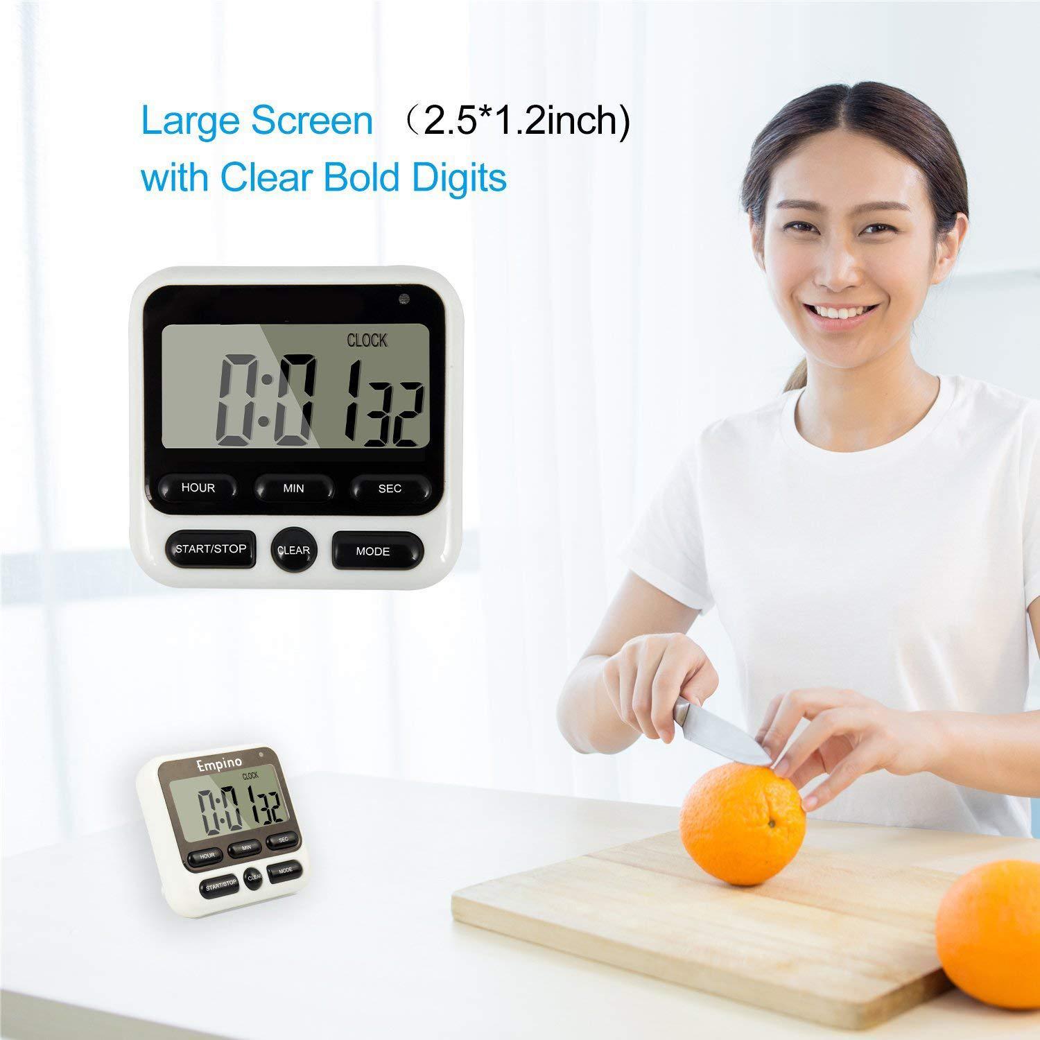 qumox large lcd digital kitchen timer countdown up alarm clock 24 hours magnetic hx106