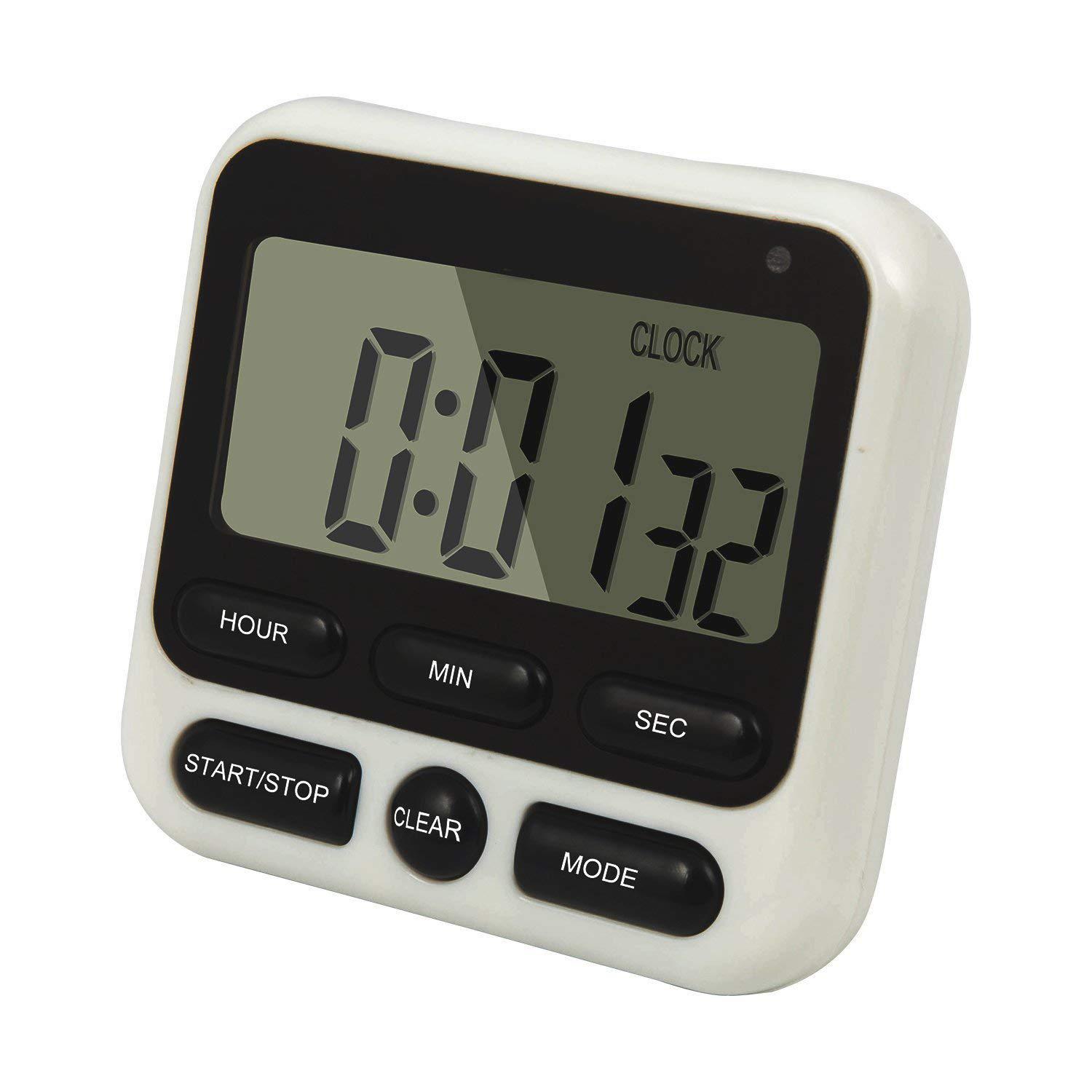 qumox large lcd digital kitchen timer countdown up alarm clock 24 hours magnetic hx106