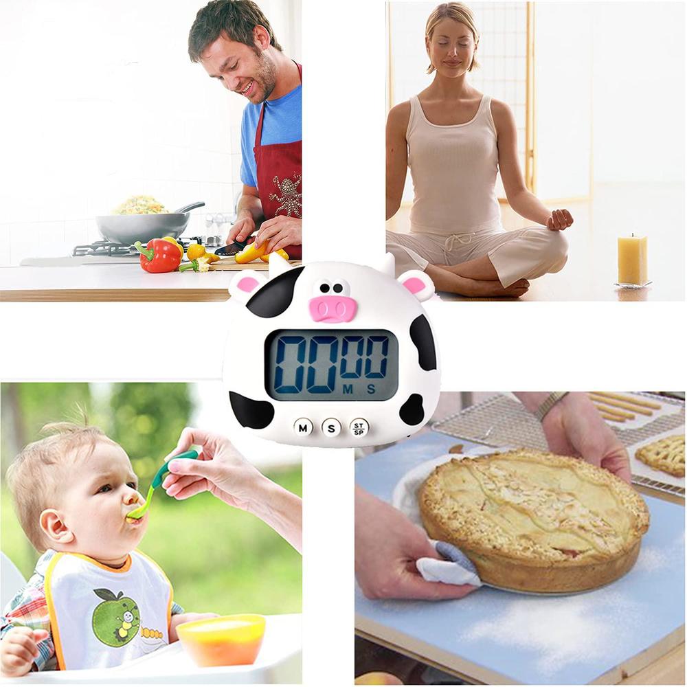 LVGADR kitchen timer, cute cartoon animal countdown timer, digital cooking timer with magnetic, lcd large-screen visual clock, hanga