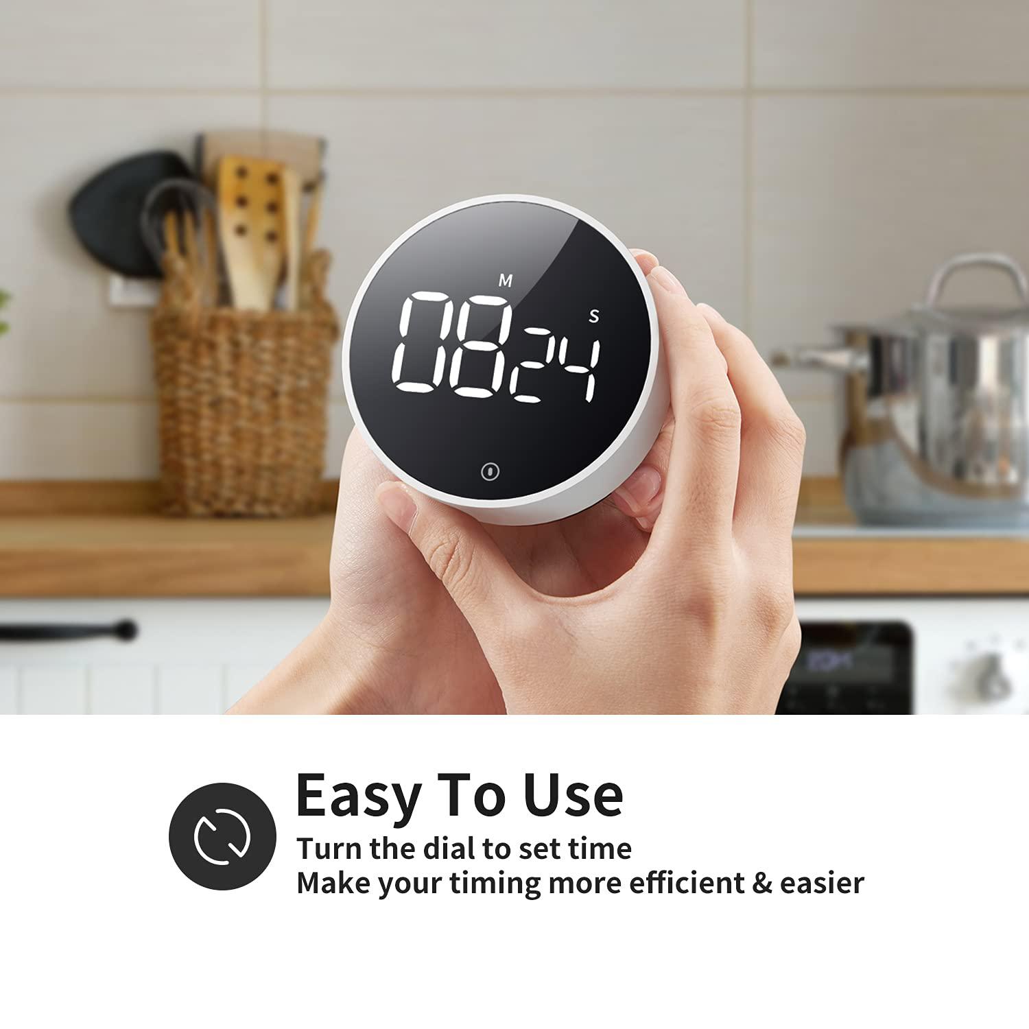 vocoo digital kitchen timer - magnetic countdown countup timer with large led display volume adjustable, easy for cooking and