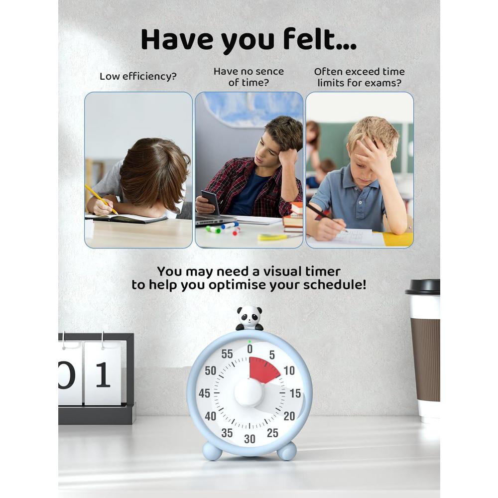 liorque 60 minute visual timer for kids, rechargeable visual countdown timer clock kids timer for classroom, pomodoro timer w
