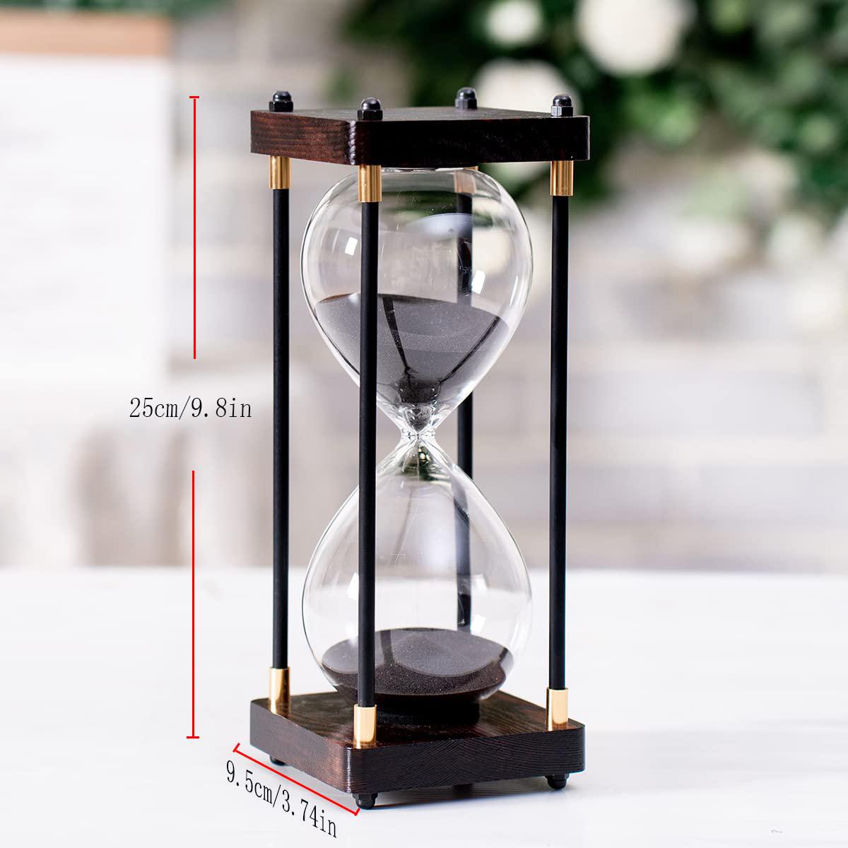 lmzxmcy 60 minutes hourglass sand timers,large sand timer, decorative quiet time clock for men/women, vintage wooden hour glass timer