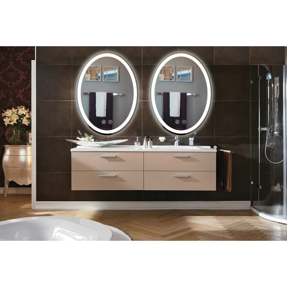 m ltmirror 23.6" x 31.5" led lighted oval bathroom vanity makeup mirrors with detachable magnifier, wall mounted anti-fog dim