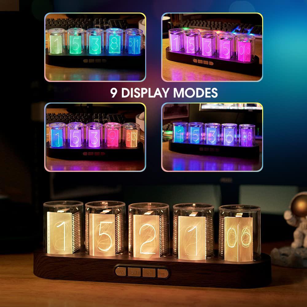 cadmos nixie tube clock.glow tubes analog clock.creative retro digital variable color.exquisite desktop decoration- gift idea