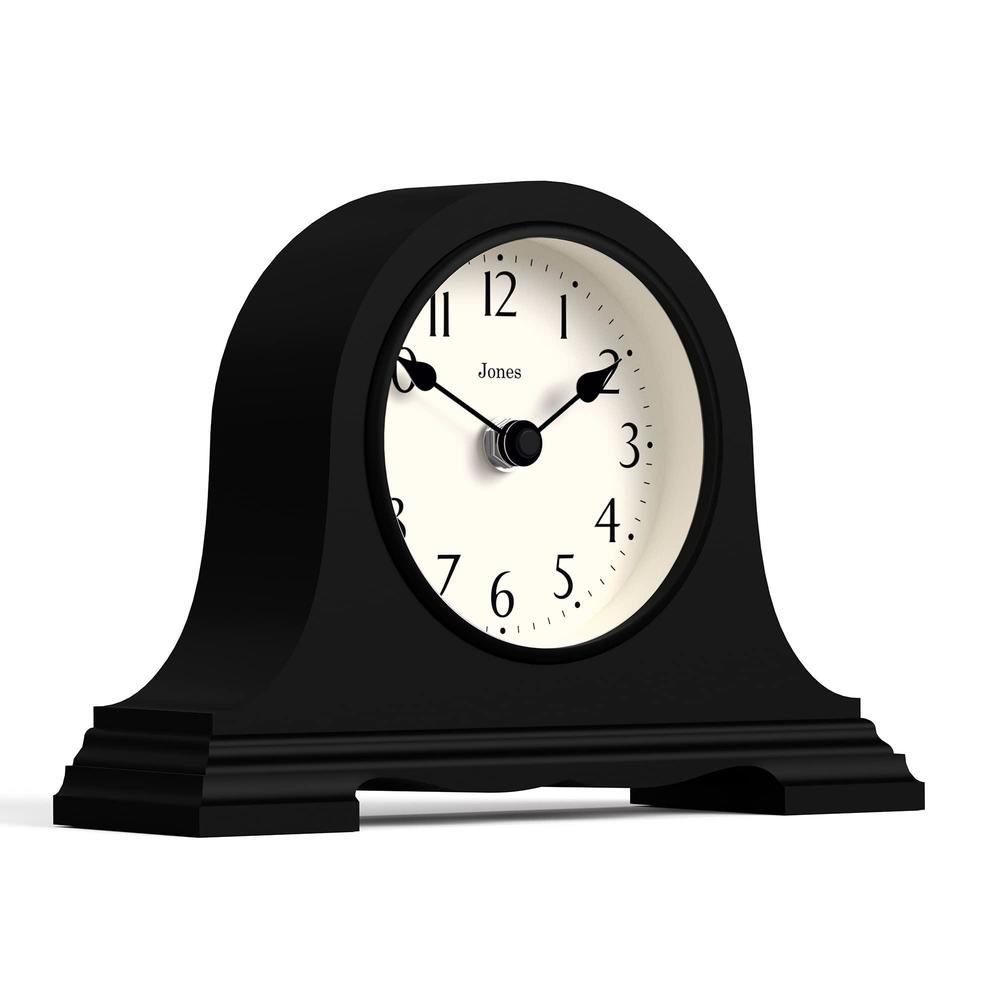 jones clocks speakeasy mantel clock - a classic mantlepiece clock - clocks for living room - office clock - desk clock - blac